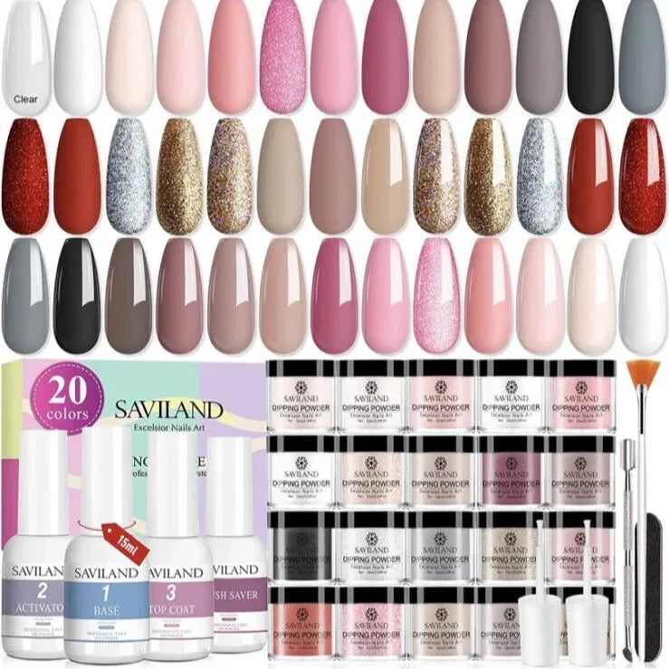 Saviland 20-Color Dipping Powder Nail Kit with Vibrant Shades - Gomix Brands Outlet